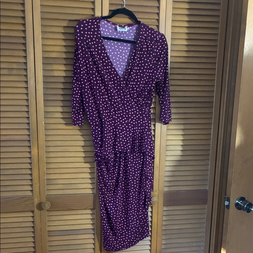 Leota Burgundy Polka Dot Long Sleeve Dress